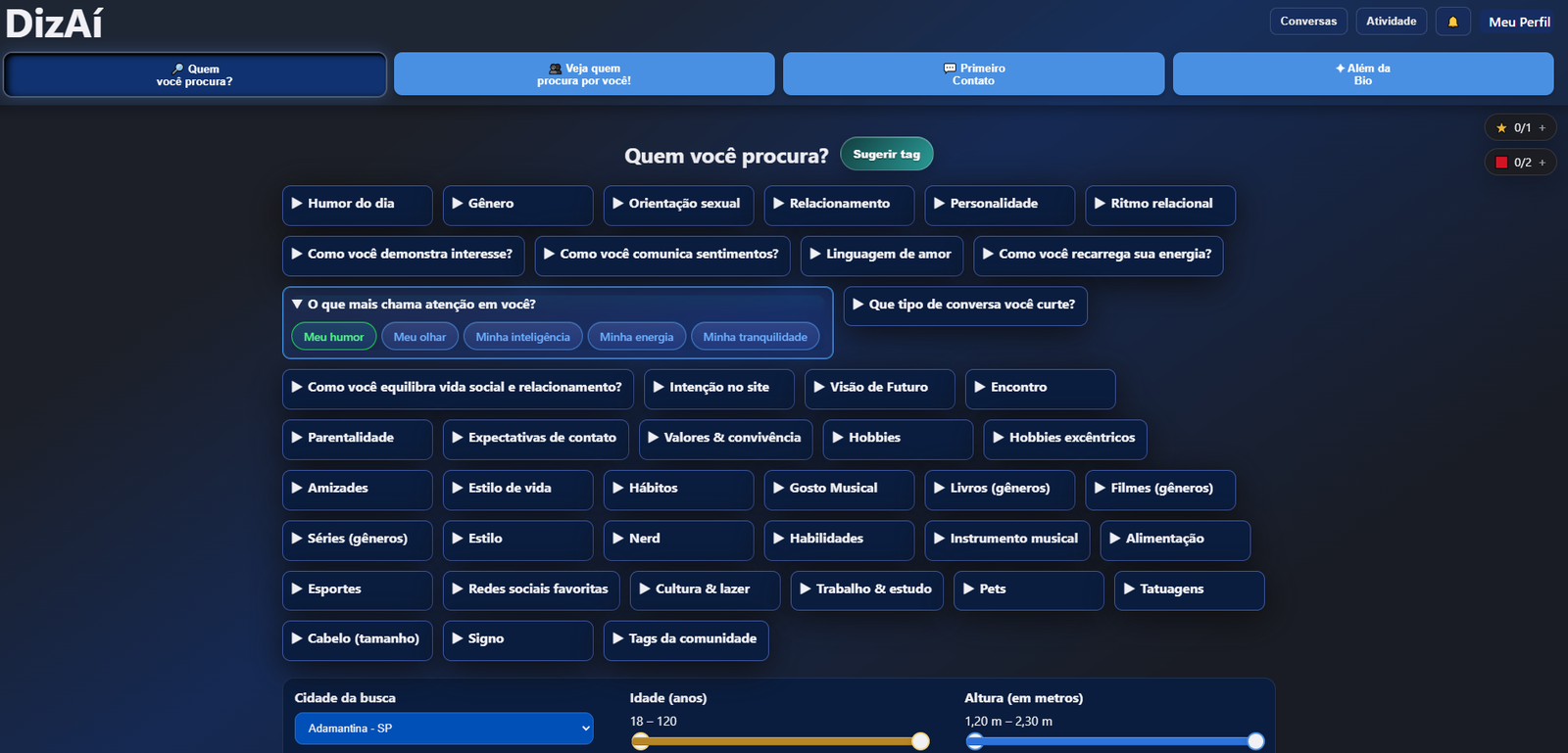 Prévia da página de busca do DizAí